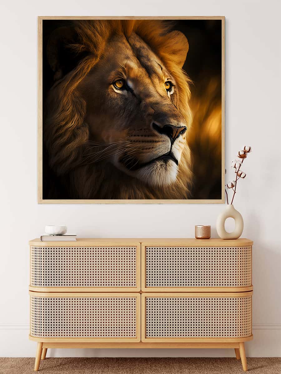 Diamond Painting - Löwe seitlicher Blick - gedruckt in Ultra-HD - Löwe, Neu eingetroffen, Quadratisch, Tiere
