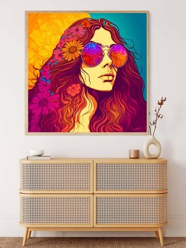 Malen nach Zahlen - Frau mit Sonnenbrille - hochwertige Leinwand - 170523, Menschen, Neu eingetroffen, Quadratisch