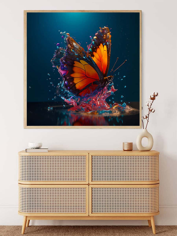 Malen nach Zahlen - Schmetterling badet - hochwertige Leinwand - 170523, Neu eingetroffen, Quadratisch, Schmetterling, Tiere