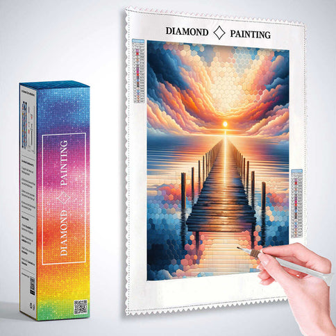 Diamond Painting - Bretter Steg, Sonnenuntergang