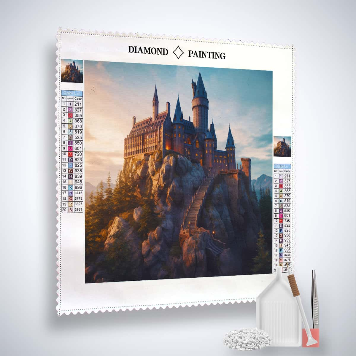 Diamond Painting - Fanatsy Schloss - gedruckt in Ultra-HD - harry potter, hogwarts, Neu eingetroffen, Quadratisch