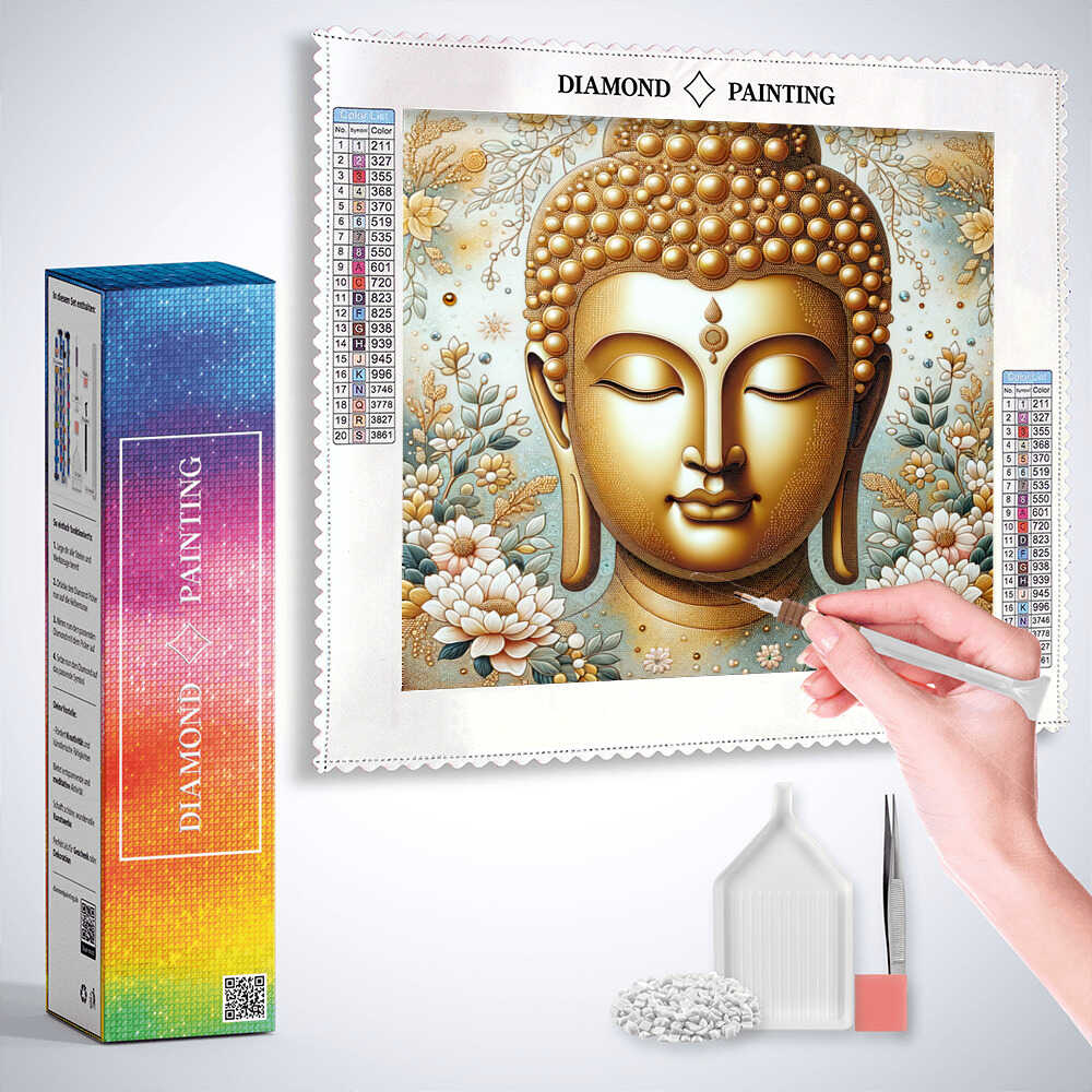 Diamond Painting - Buddha Kopf und Statue