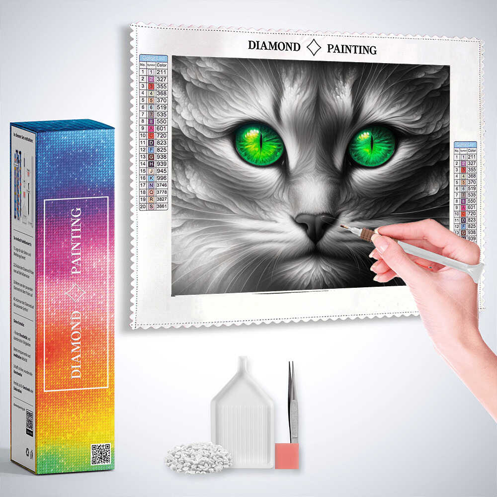 Diamond Painting - Katze mit Grünen Augen