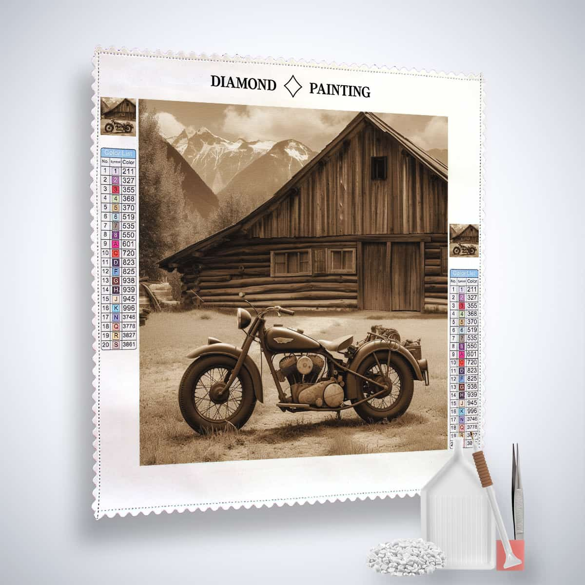 Diamond Painting - Retro-Rennmaschine - gedruckt in Ultra-HD - Motorrad, Motorräder, Neu eingetroffen, Quadratisch