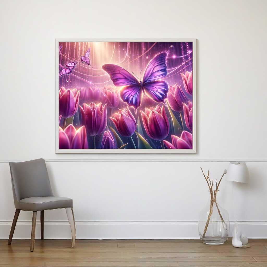 Diamond Painting - Tulpen und Schmetterling