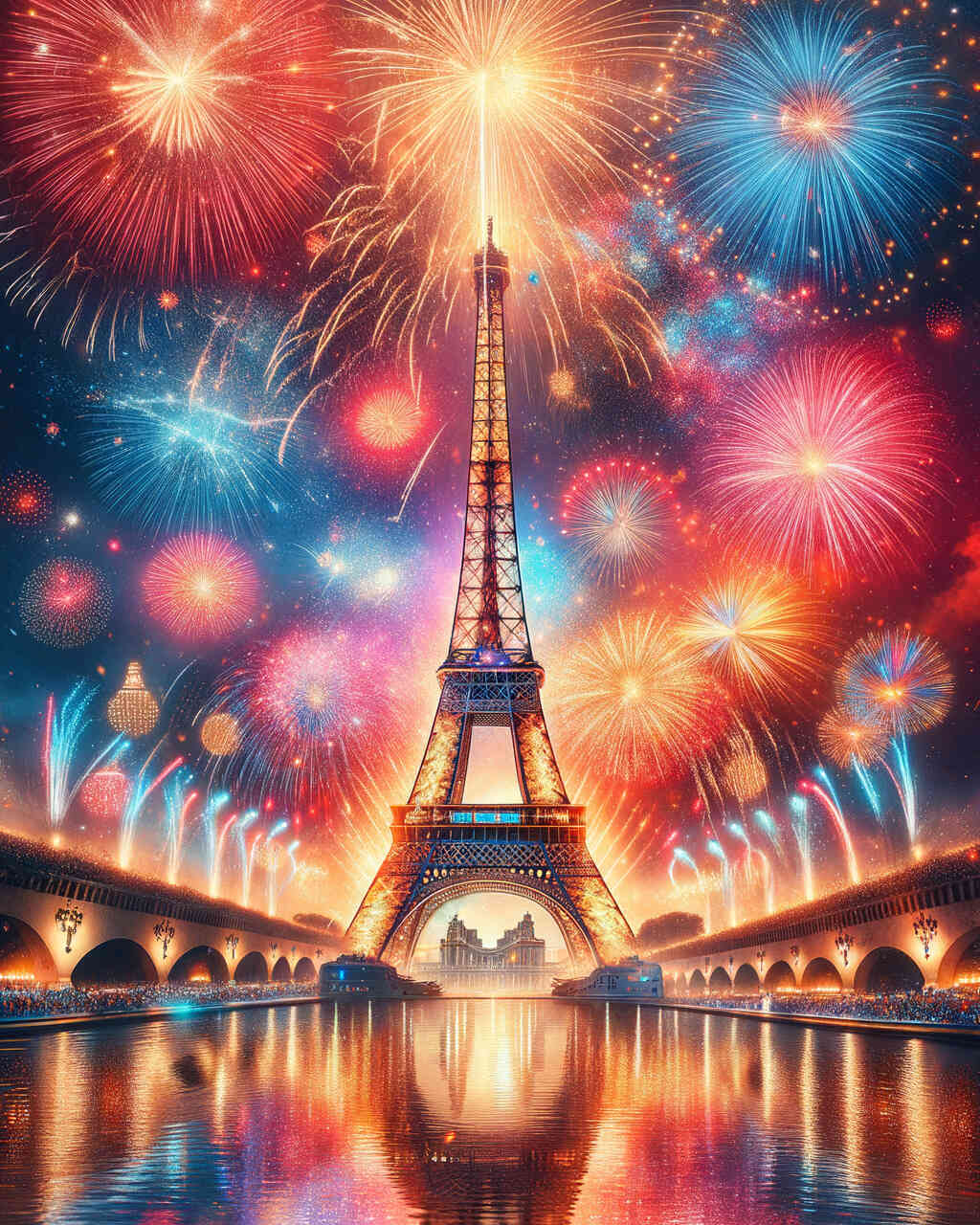 Diamond Painting - Farbiger Eiffelturm Feuerwerk