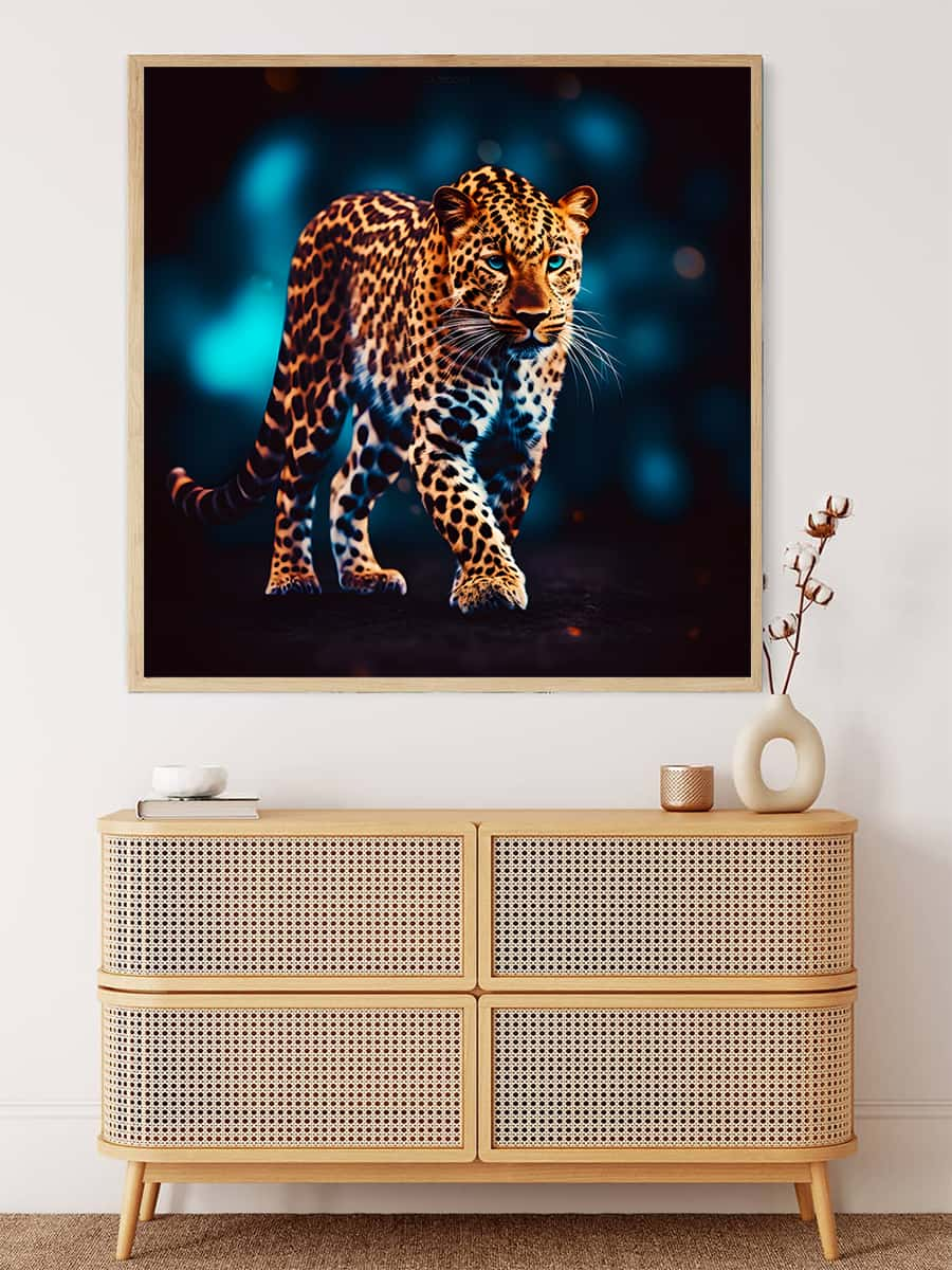 Malen nach Zahlen - Leopard Frontal laufend - hochwertige Leinwand - 170523, Leopard, Neu eingetroffen, Quadratisch, Tiere