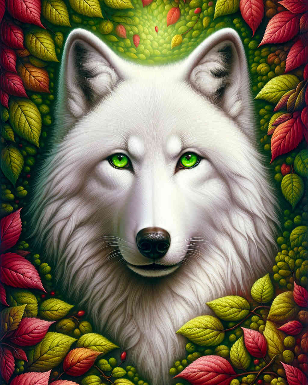Diamond Painting - Weißer Wolf grüne Augen