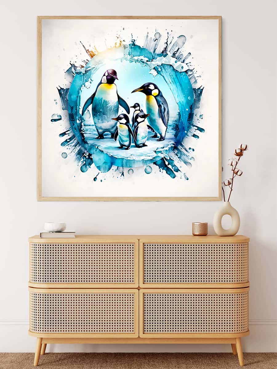 Diamond Painting - Pinguine im Eis - gedruckt in Ultra-HD - Neu eingetroffen, Pinguin, Quadratisch, Tiere