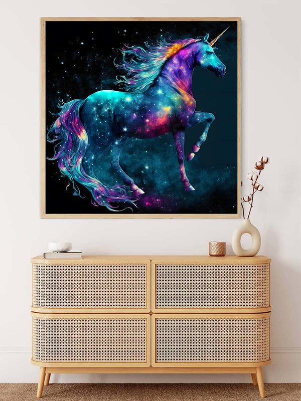 Malen nach Zahlen - Stolzes buntes Einhorn - hochwertige Leinwand - 170523, Einhorn, Fantasy, Neu eingetroffen, Quadratisch