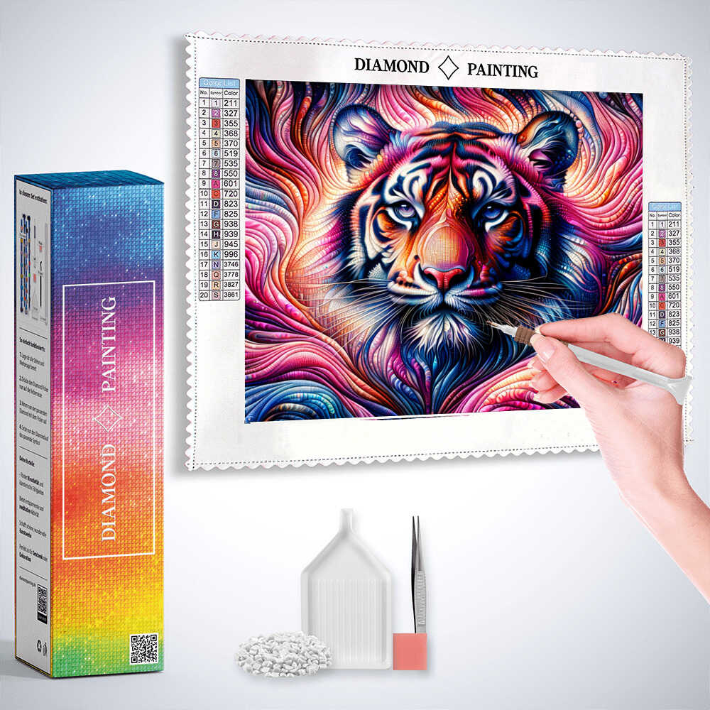 Diamond Painting - Tiger Pink Blau