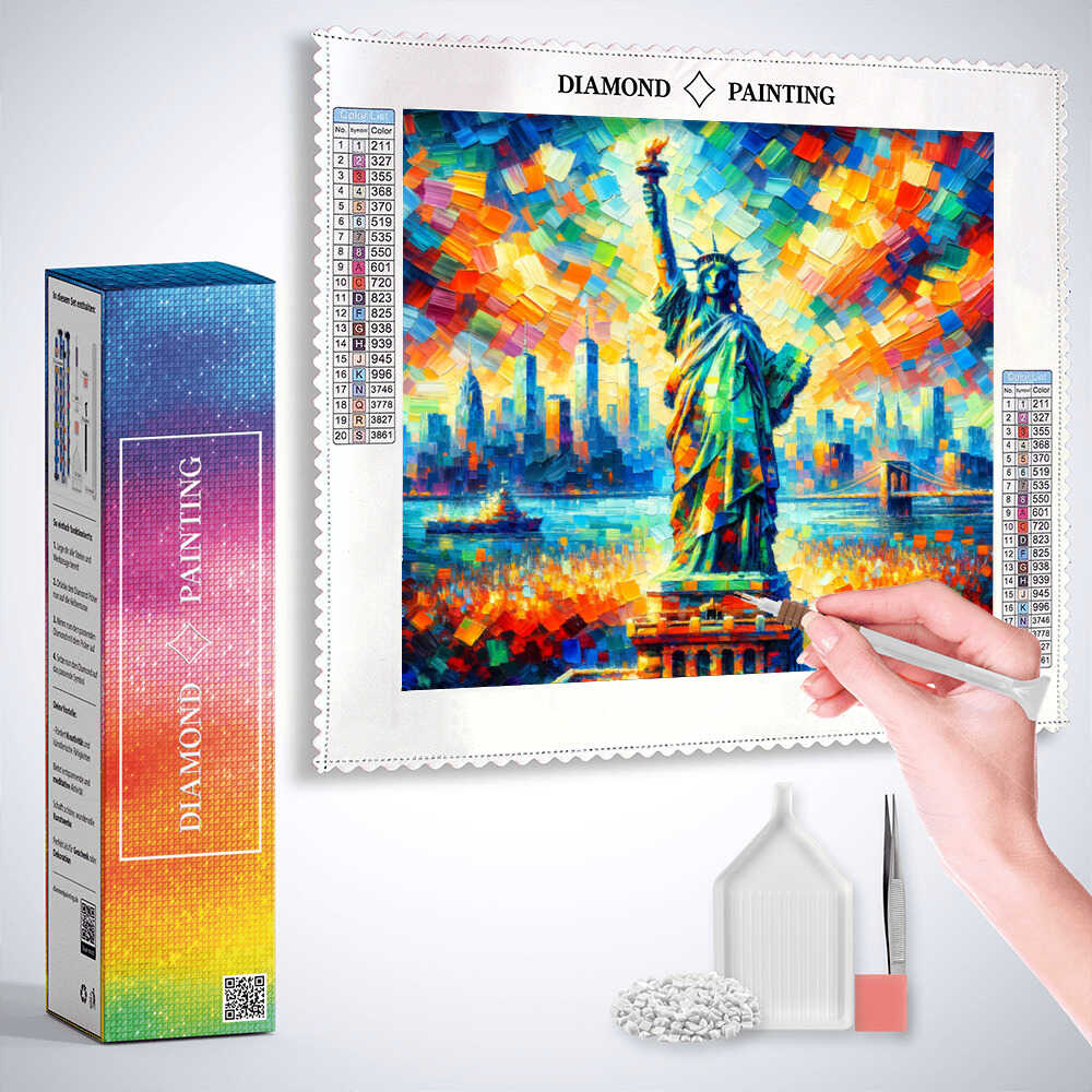 Diamond Painting - Leuchtende Freiheit: Impressionen von New York