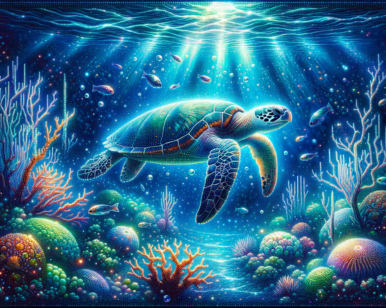 Diamond Painting - Schildkröte auf Meeresgrund
