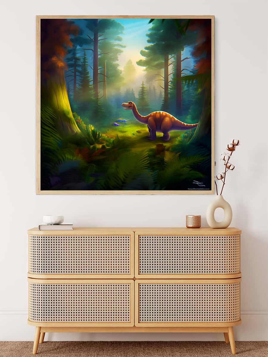 Diamond Painting - Dinosaurier im Wald - gedruckt in Ultra-HD - Dinosaurier, Neu eingetroffen, Quadratisch