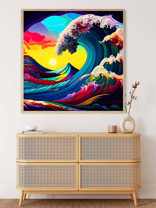 Malen nach Zahlen - Regenbogenwelle - hochwertige Leinwand - 170523, Abstrakt, Meer, Neu eingetroffen, Quadratisch, SChiff