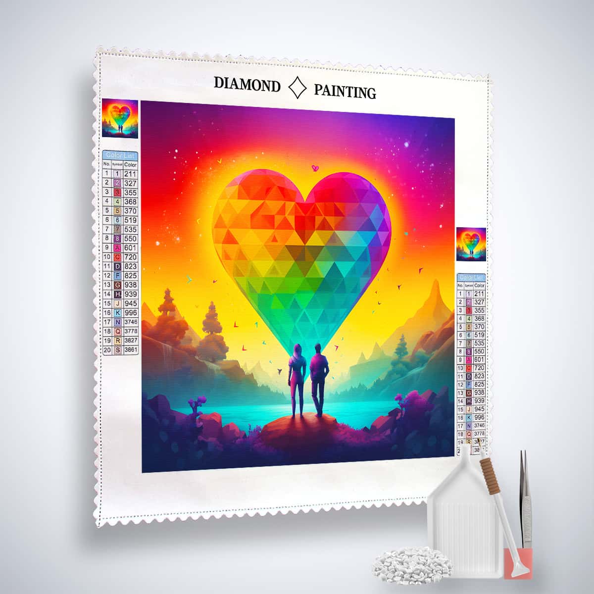 AB Diamond Painting - Paar unter Diamantherz - gedruckt in Ultra-HD - AB Diamond, Herz, Liebe, Menschen, Neu eingetroffen, Quadratisch