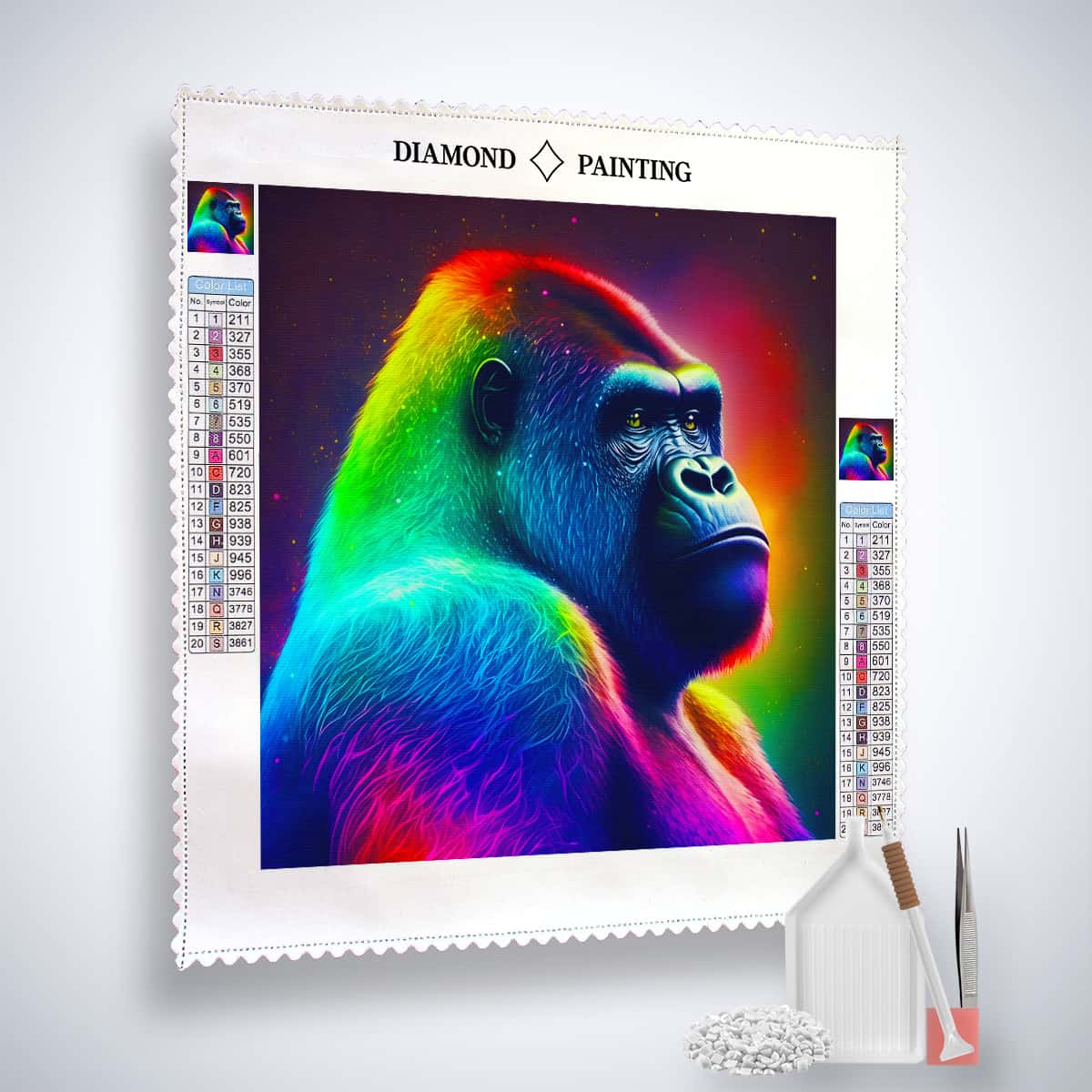AB Diamond Painting - Neon Gorilla - gedruckt in Ultra-HD - AB Diamond, Affe, Neu eingetroffen, Quadratisch, Tiere