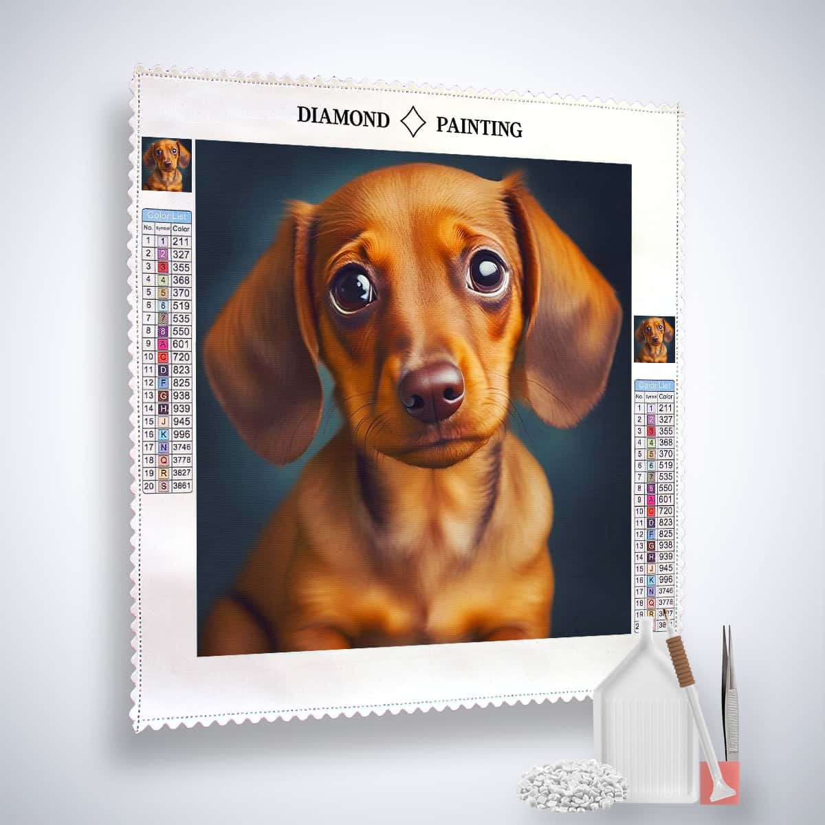 Diamond Painting - Dackel mit Schlappohren - gedruckt in Ultra-HD - Hund, Neu eingetroffen, Quadratisch, Tiere
