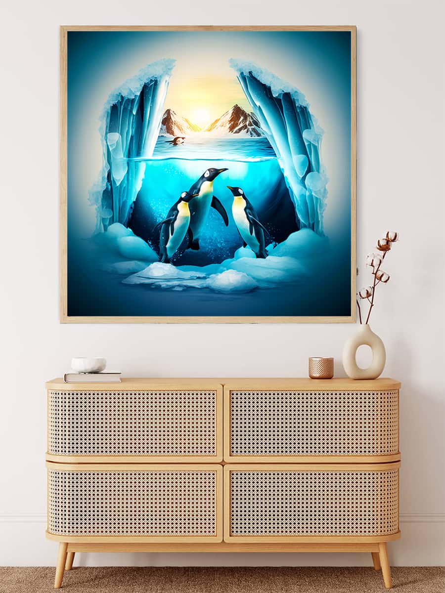 Diamond Painting - Pinguine unter Wasser - gedruckt in Ultra-HD - Neu eingetroffen, Pinguin, Quadratisch, Tiere