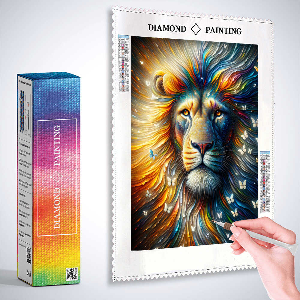 Diamond Painting - Löwe mit Regenbogenmähne