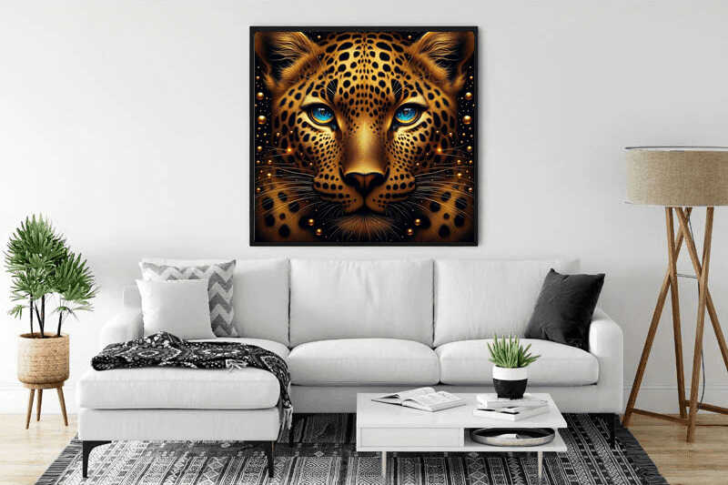 Diamond Painting - Leopard mit blauen Augen