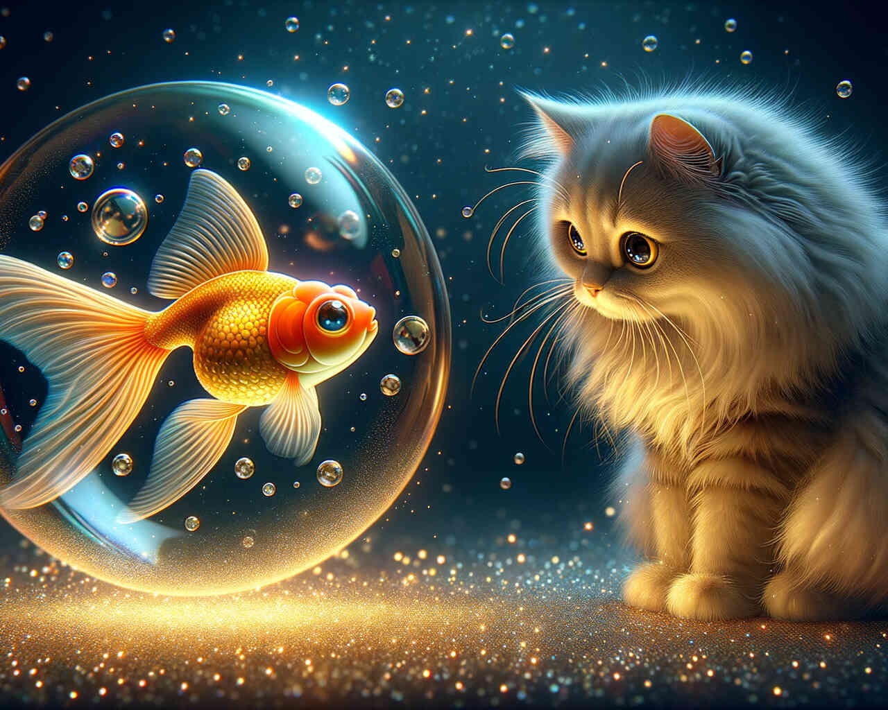 Diamond Painting - Katze und Goldfisch