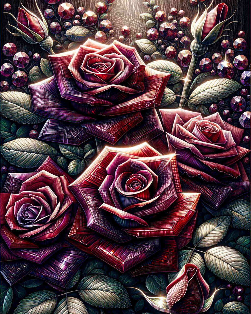 Diamond Painting - Bordeaux Rosen