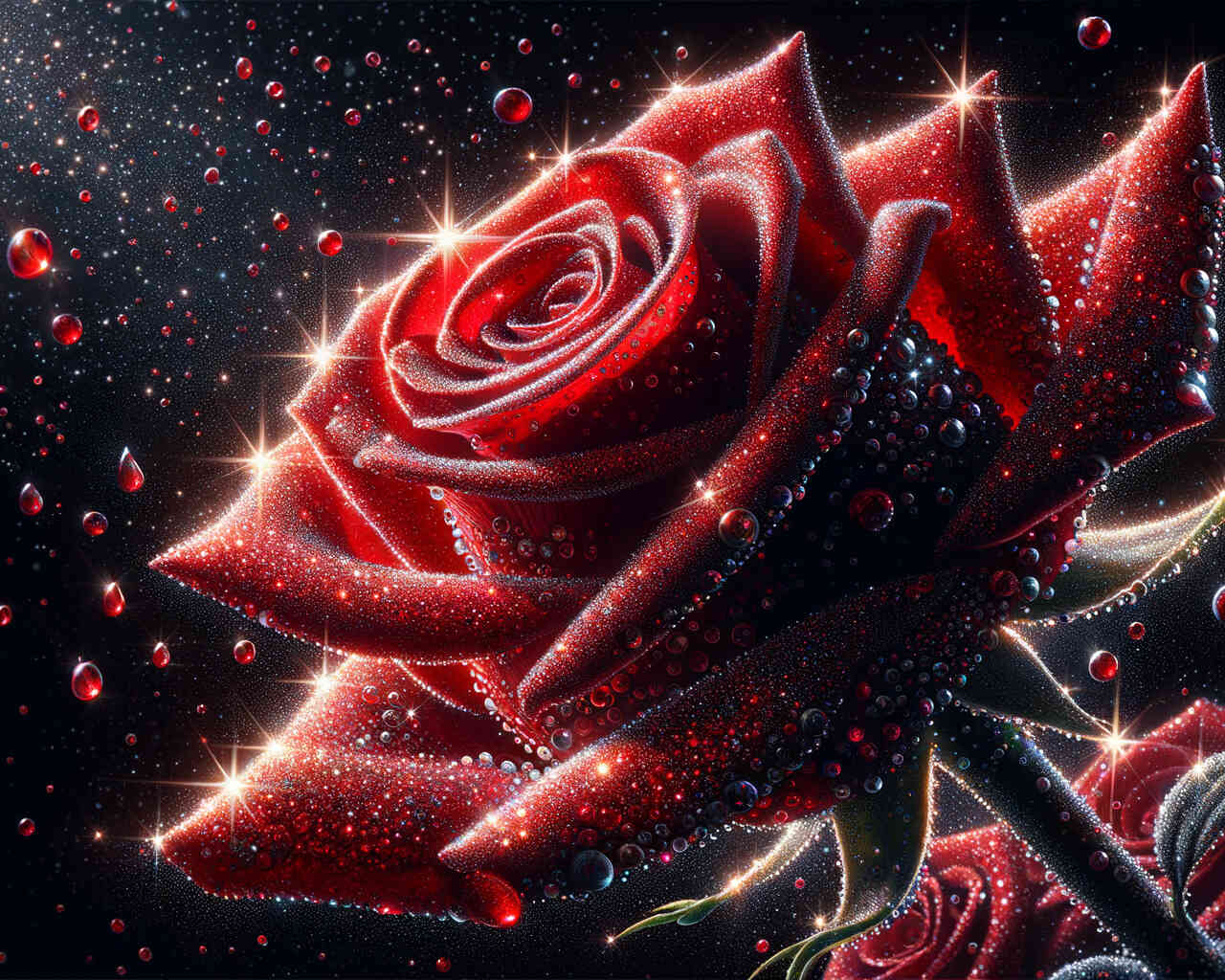Diamond Painting - Rote Rose, Seitlich