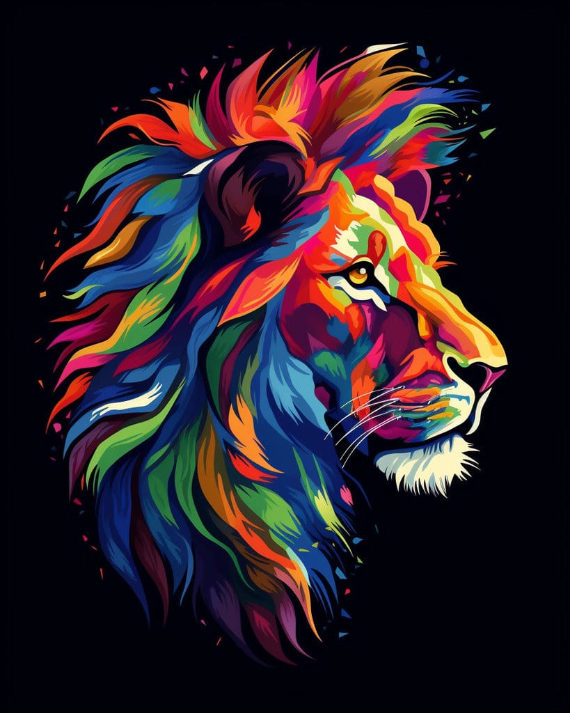 Prächtiger Löwe in Regenbogenfarben