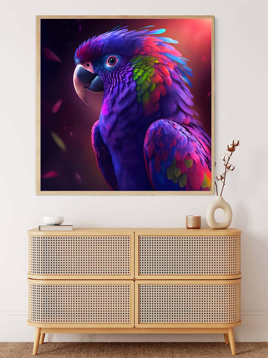 AB Diamond Painting - Papagai Lila - gedruckt in Ultra-HD - AB Diamond, Neu eingetroffen, Papagei, Quadratisch, Tiere, Vogel