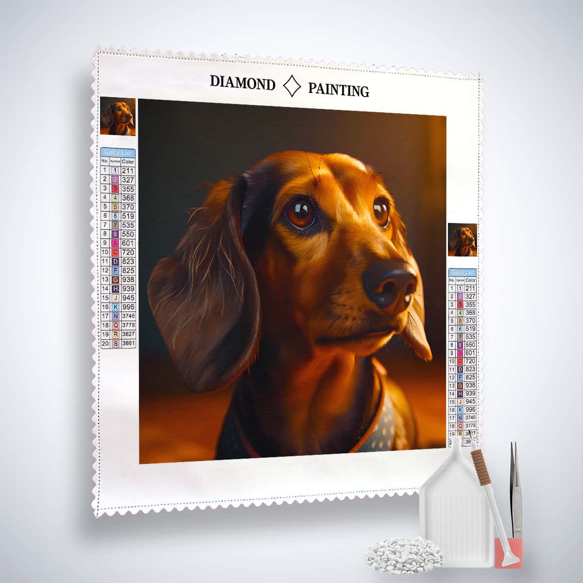 Diamond Painting - Dackel der goldenen Stunde - gedruckt in Ultra-HD - Dackel, Hund, Neu eingetroffen, Quadratisch, Tiere