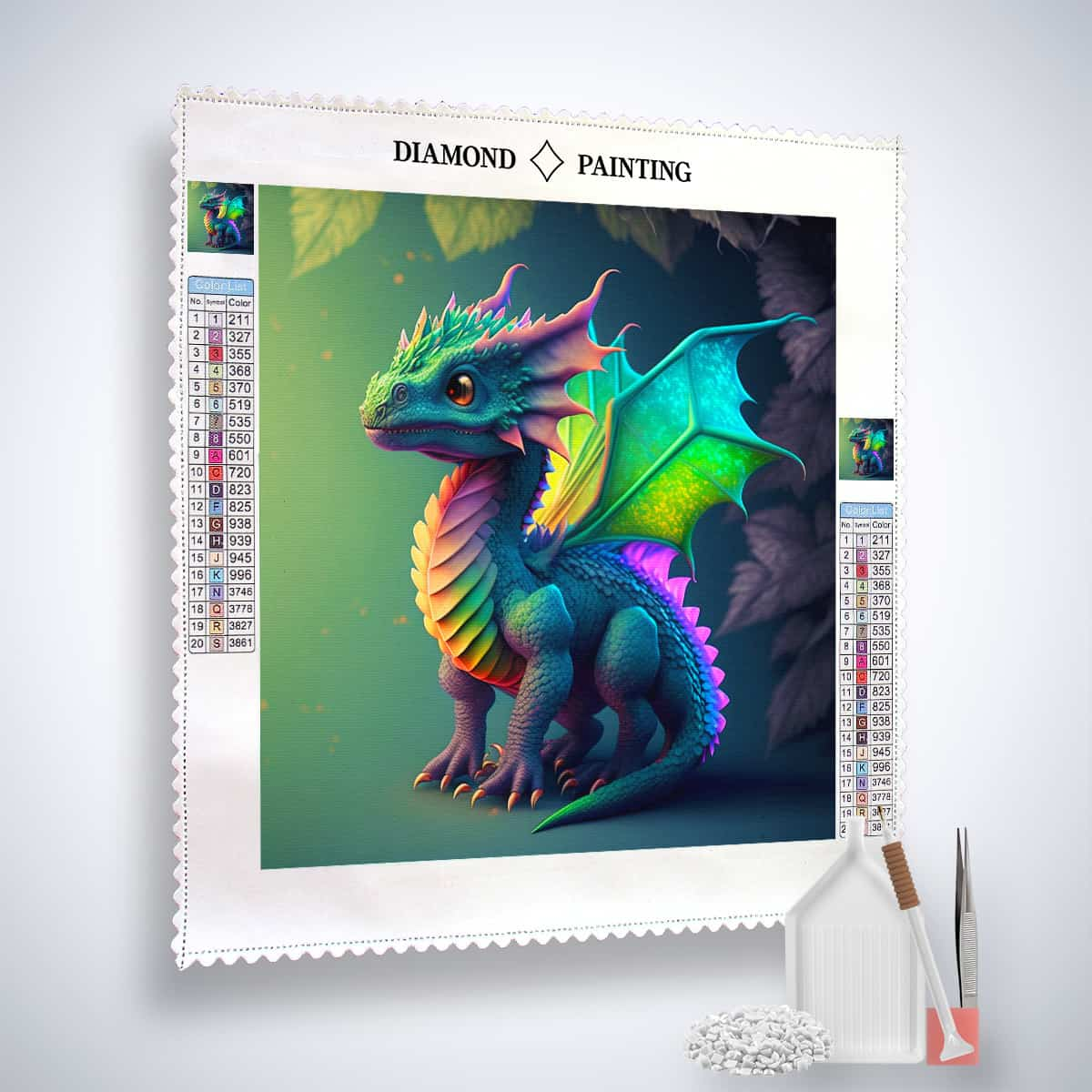 Diamond Painting - Silberflügel - gedruckt in Ultra-HD - Drachen, Fantasy, Neu eingetroffen, Quadratisch