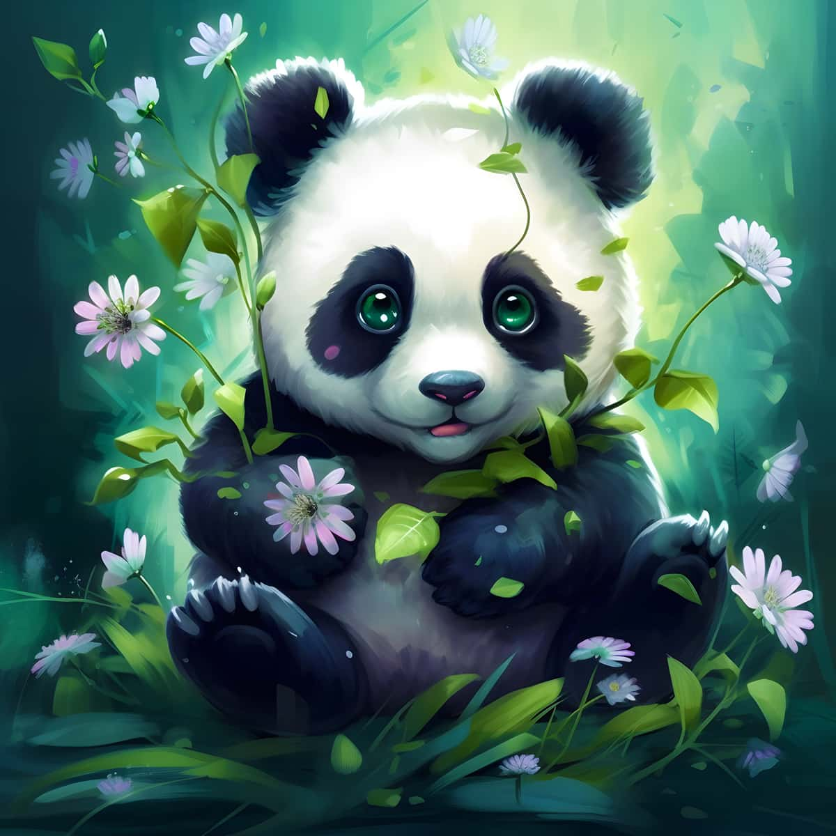 Diamond Painting - Panda isst - gedruckt in Ultra-HD - Neu eingetroffen, Pandabär, Quadratisch, Tiere