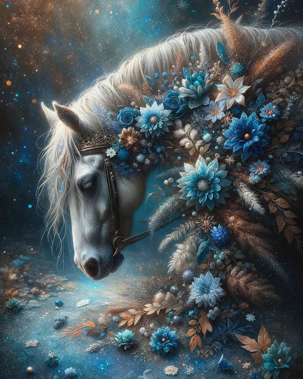 Diamond Painting - Pferd mit Blumen