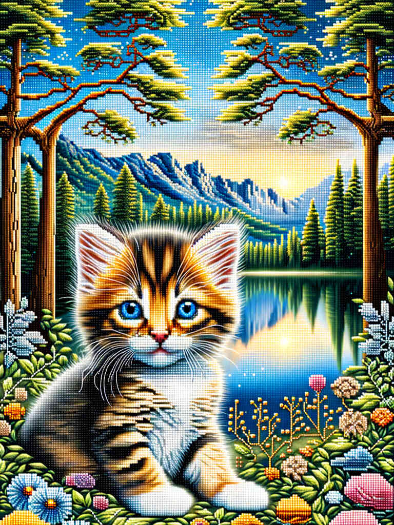 Diamond Painting - Kitty In A Pretty Scene