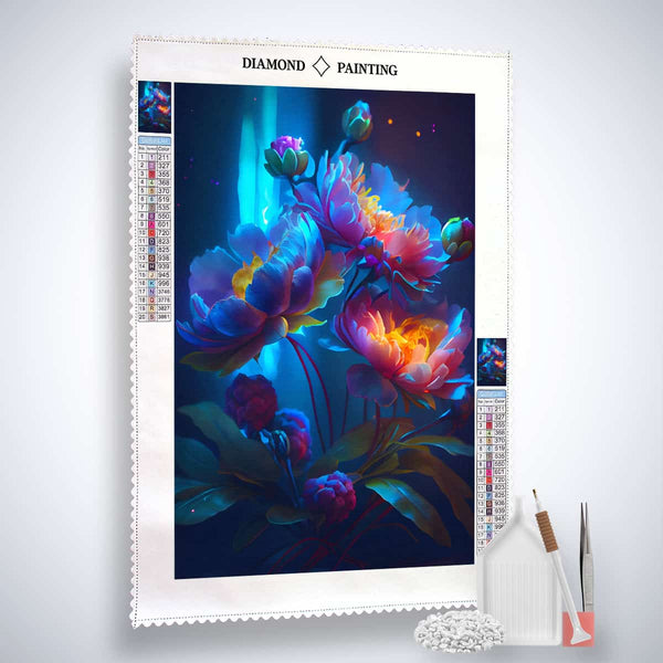 AB Diamond Painting - Blumengesteck Neon - gedruckt in Ultra-HD - AB Diamond, Blumen, Neu eingetroffen, Vertikal