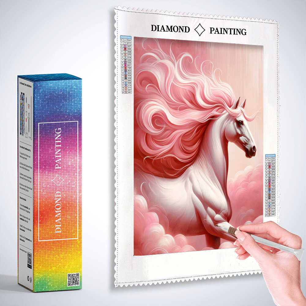 Diamond Painting - Rosa und weißes Pferd