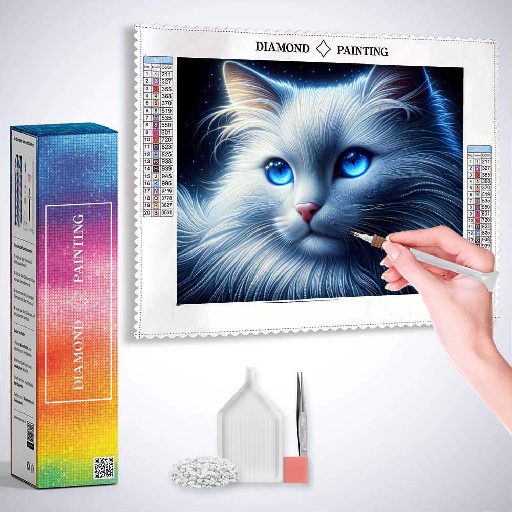 Diamond Painting - Weiße Katze