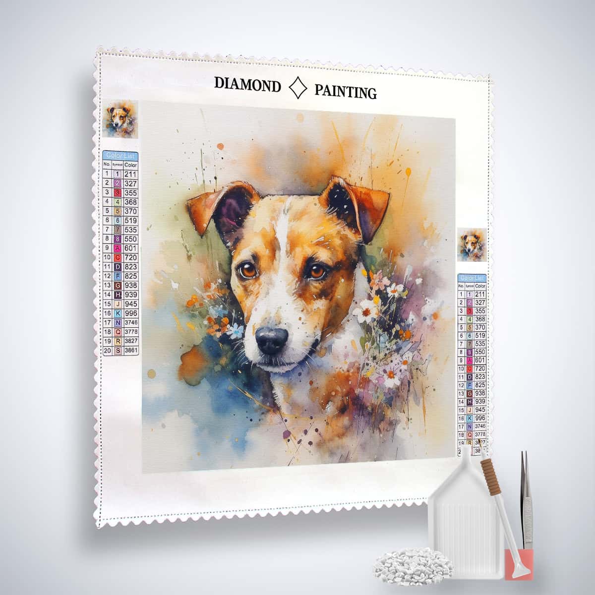 Diamond Painting - Treuer Freund - gedruckt in Ultra-HD - Aquarell, Hund, Neu eingetroffen, Quadratisch, Tiere