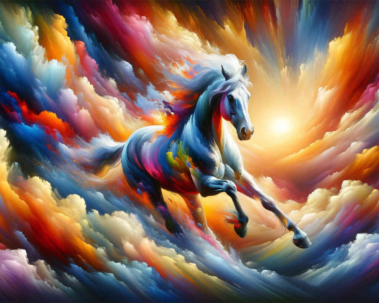 Diamond Painting - Pferd, abstrakter Himmel