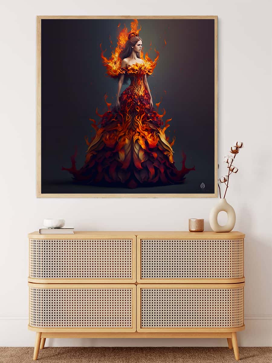 Diamond Painting - Feuerkleid Frau - gedruckt in Ultra-HD - Abstrakt, Menschen, Neu eingetroffen, Quadratisch