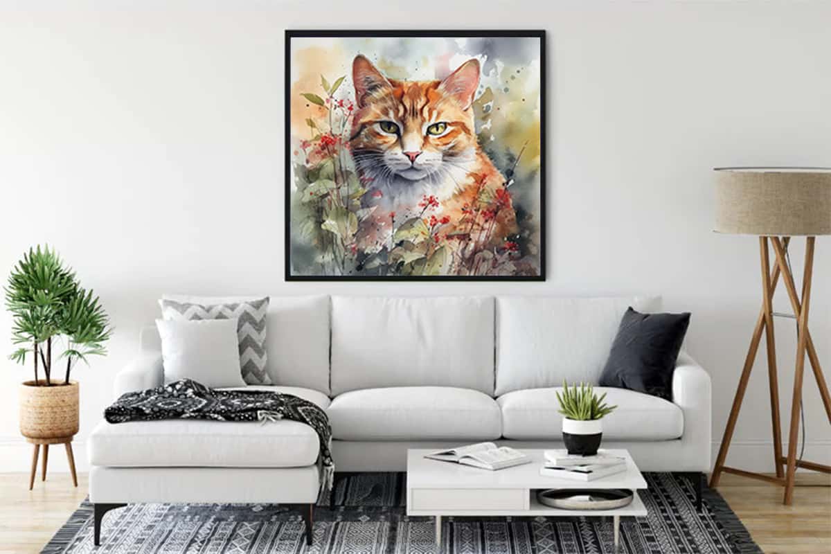 Diamond Painting - Verschmitzte Katze - gedruckt in Ultra-HD - Aquarell, Katzen, Neu eingetroffen, Quadratisch, Tiere