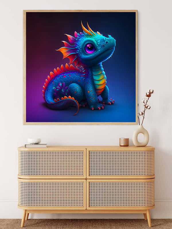 Malen nach Zahlen - Neugieriger Drache - hochwertige Leinwand - 170523, Drache, Fantasy, Neu eingetroffen, Quadratisch