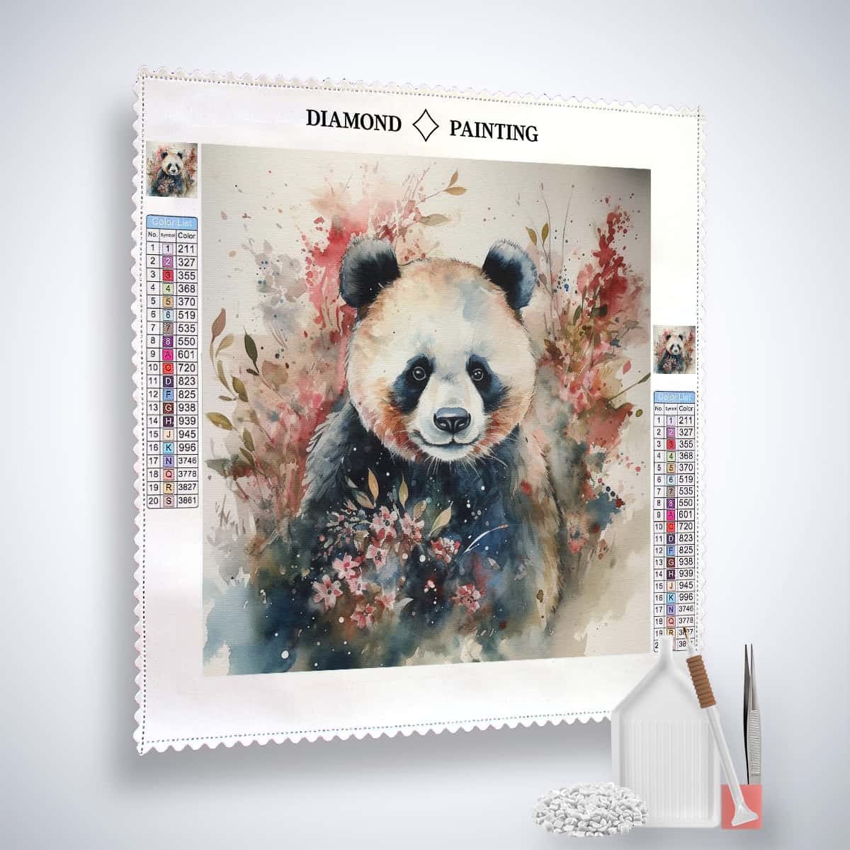 Diamond Painting - Flauschiger Pandabär - gedruckt in Ultra-HD - Aquarell, Neu eingetroffen, Panda, Quadratisch, Tiere