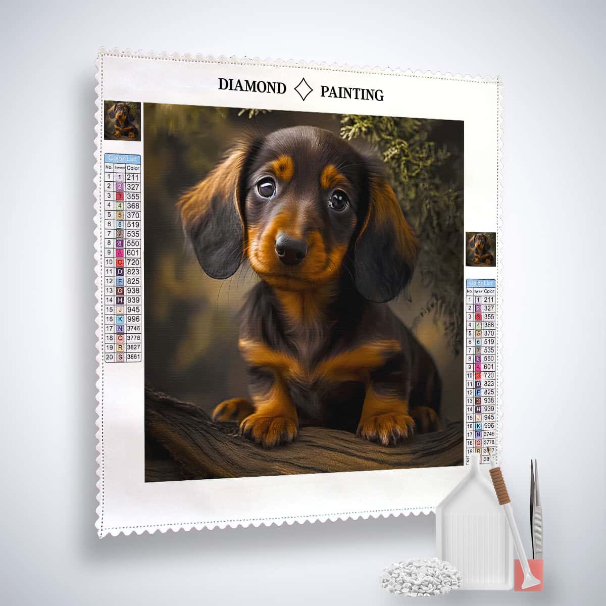 Diamond Painting - Dackel blickt in Kamera - gedruckt in Ultra-HD - Dackel, Hund, Neu eingetroffen, Quadratisch, Tiere