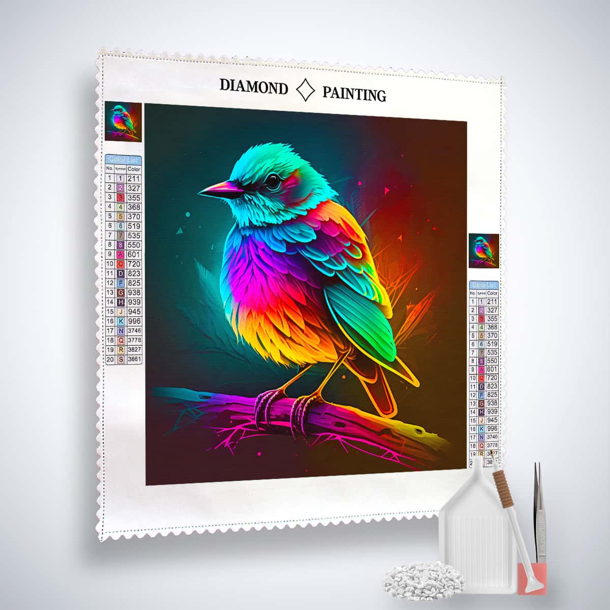 AB Diamond Painting - Zaubervogel farbenfroh - gedruckt in Ultra-HD - AB Diamond, Neu eingetroffen, Quadratisch, Tiere