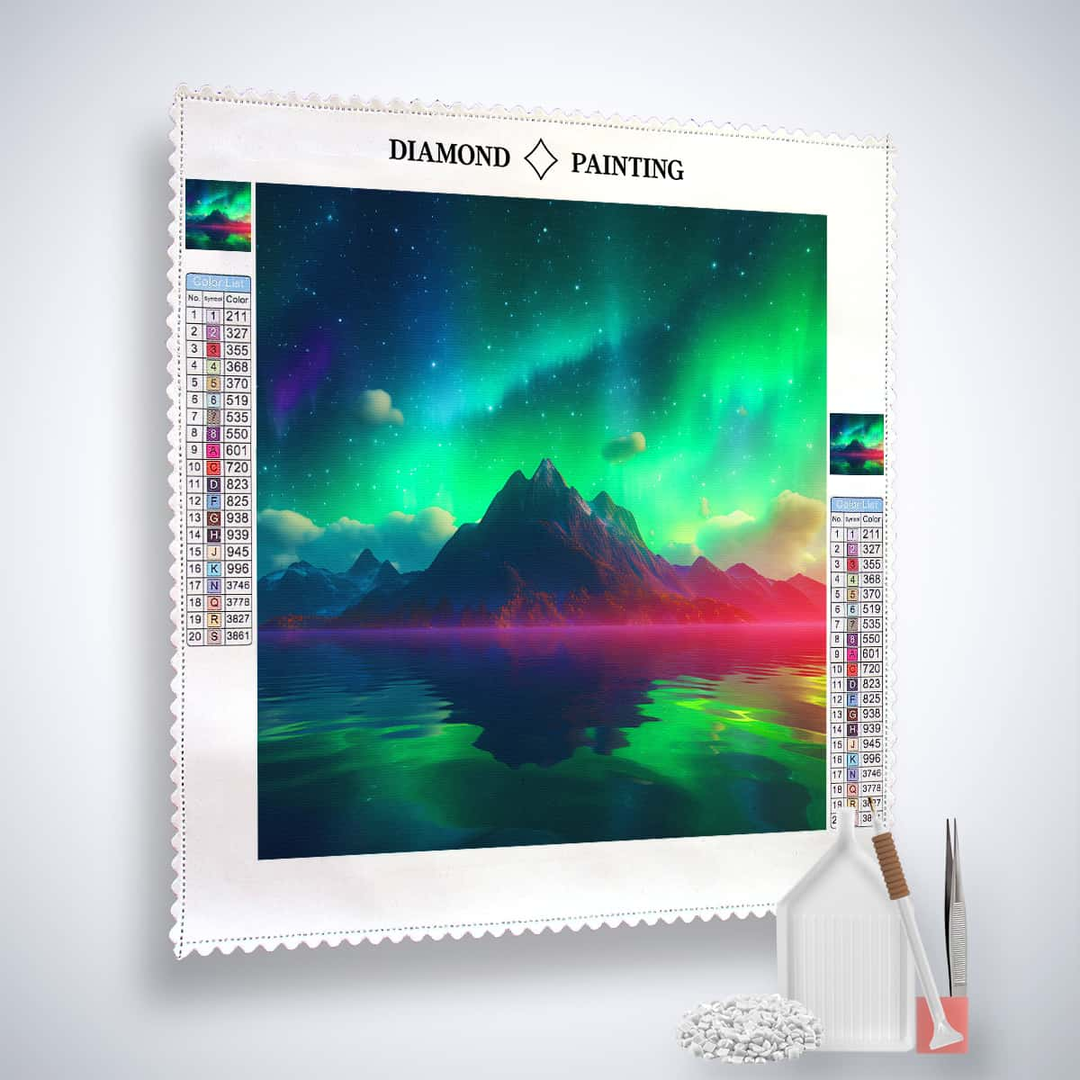 AB Diamond Painting - Nordlichter Grün - gedruckt in Ultra-HD - AB Diamond, Aurora Borialis, Neu eingetroffen, Nordlichter, Quadratisch