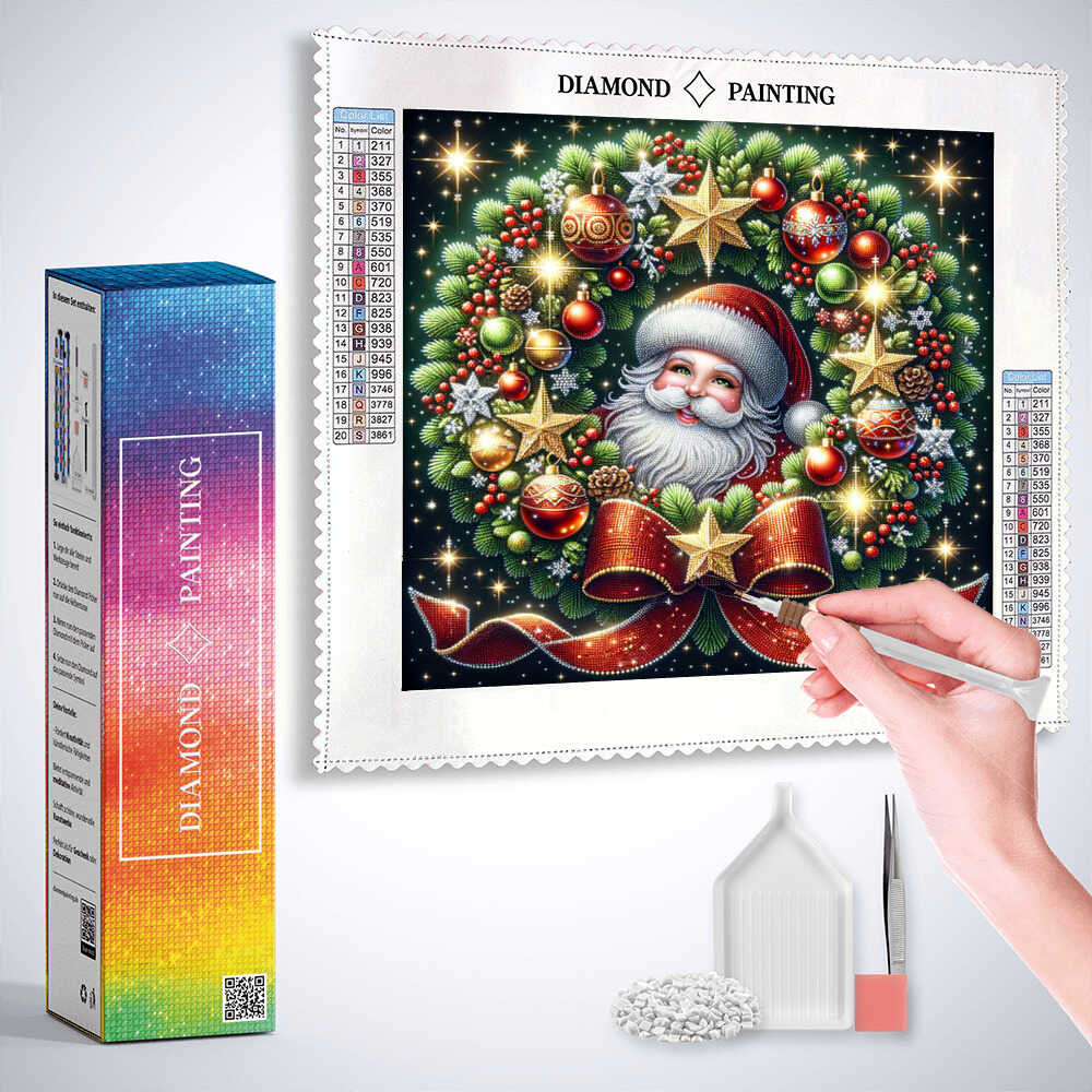 5 Stück Diamond Painting Kränze Mit LED Licht - DIY Weihnachtsdeko Set Zum Selbermachen