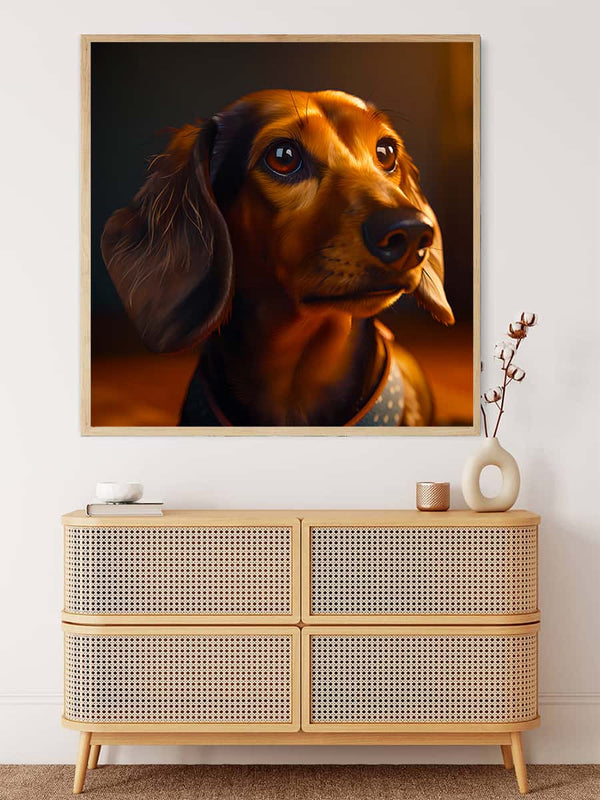Malen nach Zahlen - Dackel der goldenen Stunde - hochwertige Leinwand - 170523, Dackel, Hund, Neu eingetroffen, Quadratisch, Tiere