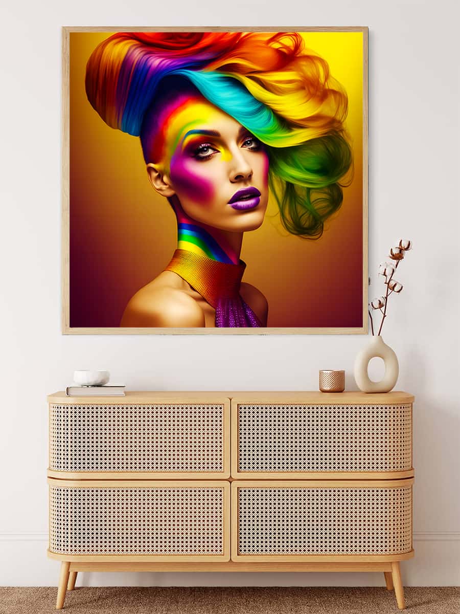 AB Diamond Painting - Frau mit Regenbogenfrisur - gedruckt in Ultra-HD - AB Diamond, Abstrakt, Menschen, Neu eingetroffen, Quadratisch